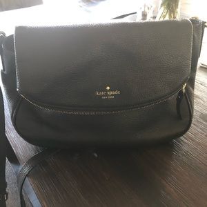 Kate Spade Black Large Polly Leather Crossbody Bag